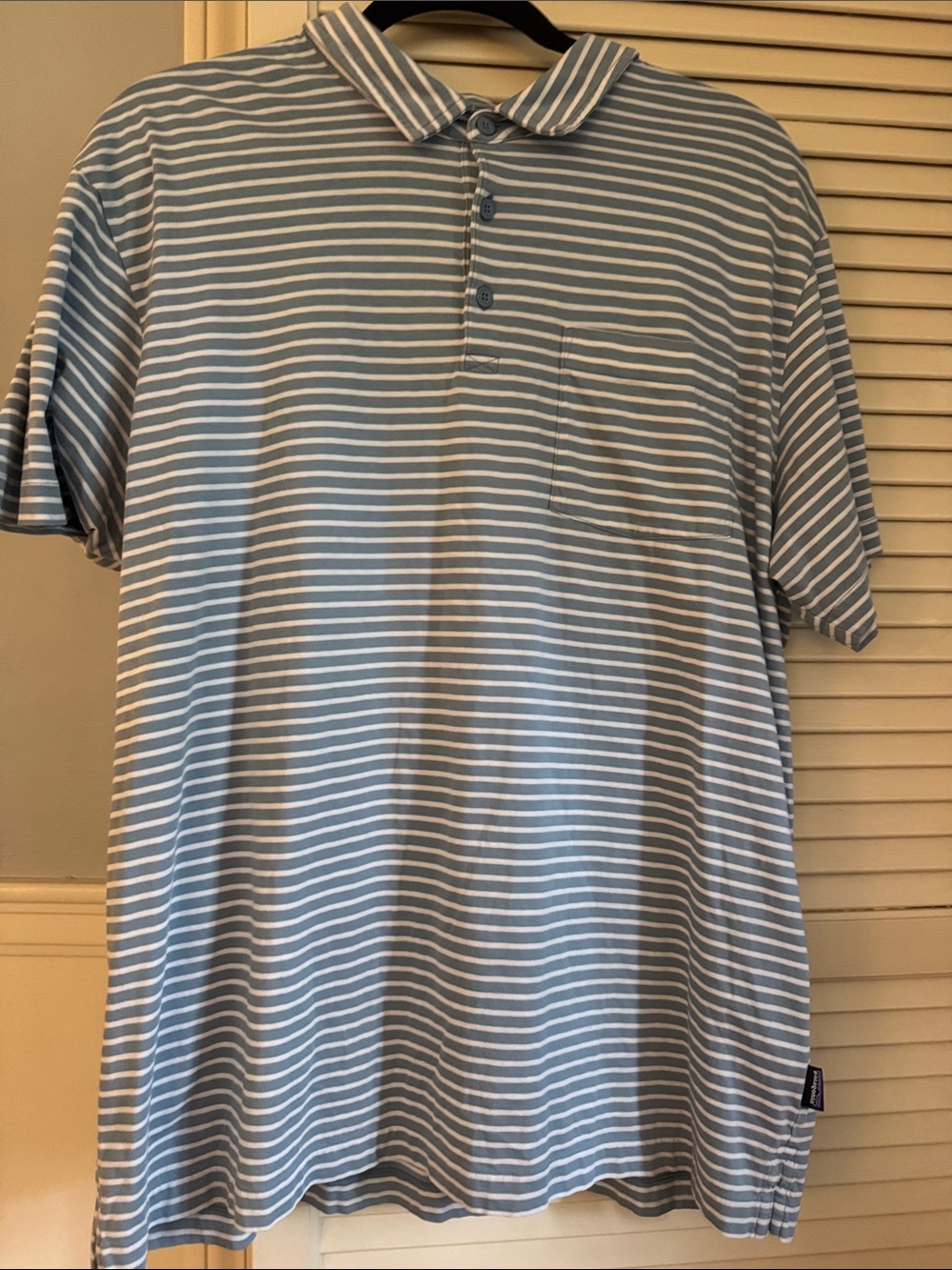Patagonia Light Blue & White Striped Polo